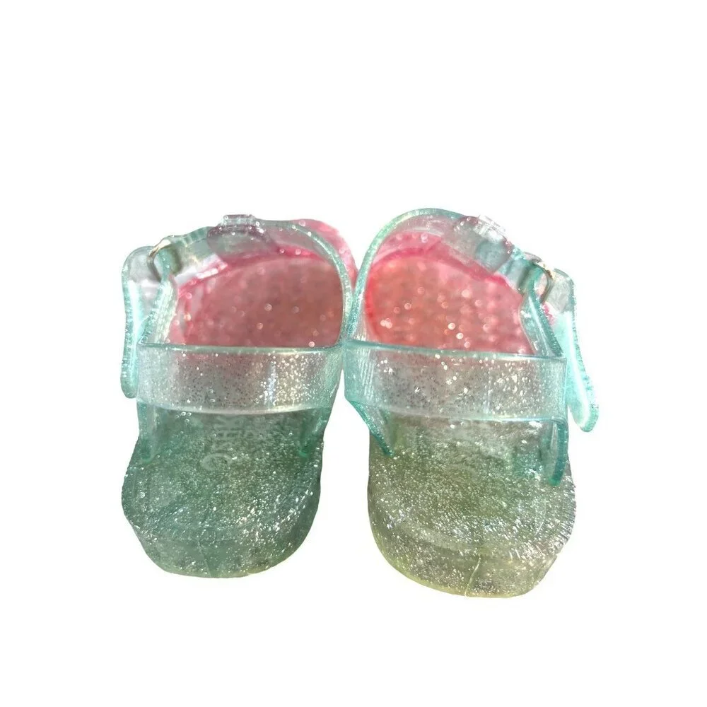 Oshkosh Toddler Girls Jelly Shoes/Sandals Pink/Green/Silver Size 7